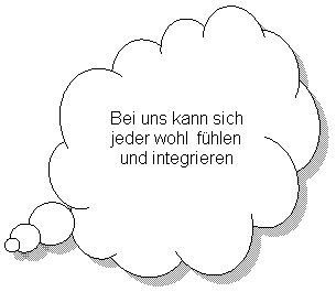 Wolkenfrmige Legende:  
Bei uns kann sich 
jeder wohl  fhlen
und integrieren
 
 
 
 
